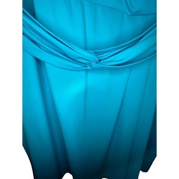 Talbots Aqua Turquoise Blue Dress Plus Size 18 18P Petite Sleeveless V Neck - Picture 4 of 7